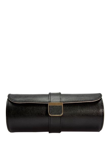 WOLF Palermo Leather Double Watch Roll, Anthracite