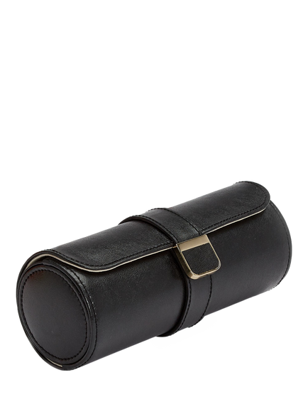 WOLF Palermo Leather Double Watch Roll - view 2, Anthracite