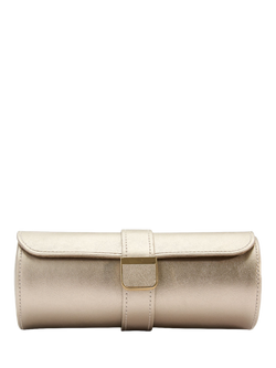 WOLF Palermo Leather Double Watch Roll, Pewter