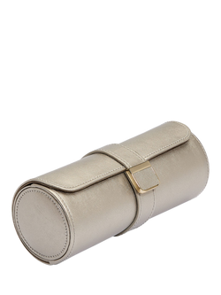 WOLF Palermo Leather Double Watch Roll - view 2, Pewter