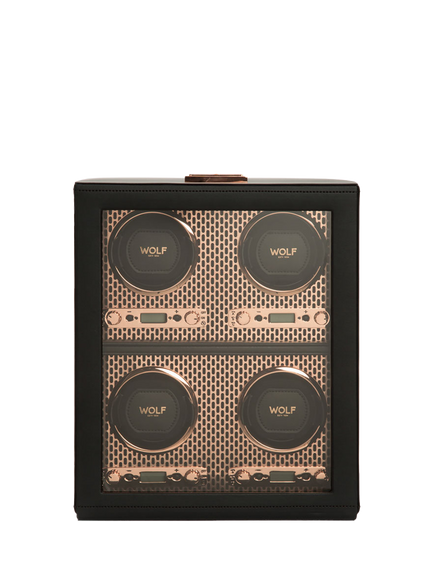 WOLF Axis Vegan Leather 4 Module Watch Winder, Copper