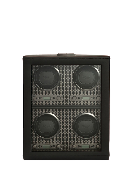 WOLF Axis Vegan Leather 4 Module Watch Winder, Powder Coat