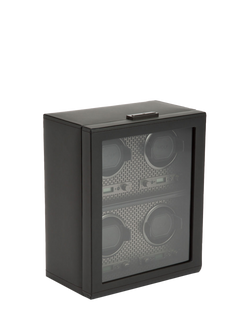 WOLF Axis Vegan Leather 4 Module Watch Winder - view 2, Powder Coat