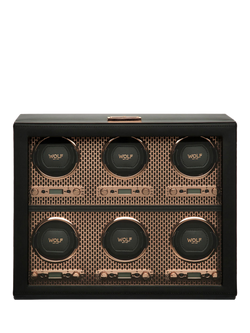 WOLF Axis Vegan Leather 6 Module Watch Winder, Copper