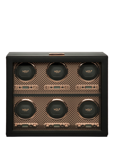 WOLF Axis Vegan Leather 6 Module Watch Winder, Copper