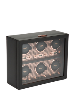 WOLF Axis Vegan Leather 6 Module Watch Winder - view 2, Copper