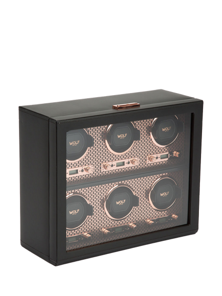 WOLF Axis Vegan Leather 6 Module Watch Winder - view 2, Copper