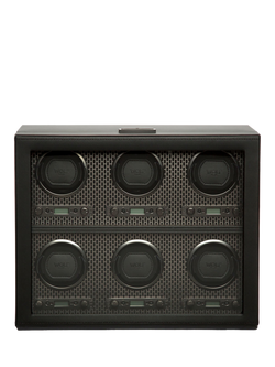 WOLF Axis Vegan Leather 6 Module Watch Winder, Powder Coat