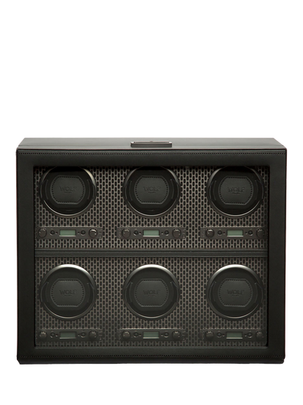 WOLF Axis Vegan Leather 6 Module Watch Winder, Powder Coat