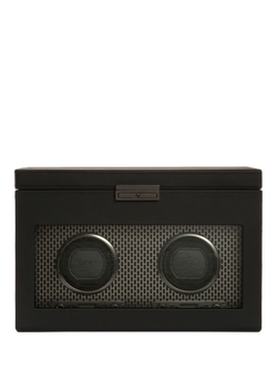 WOLF Axis Vegan Leather 2 Module Watch Winder With Storage, Powder Coat