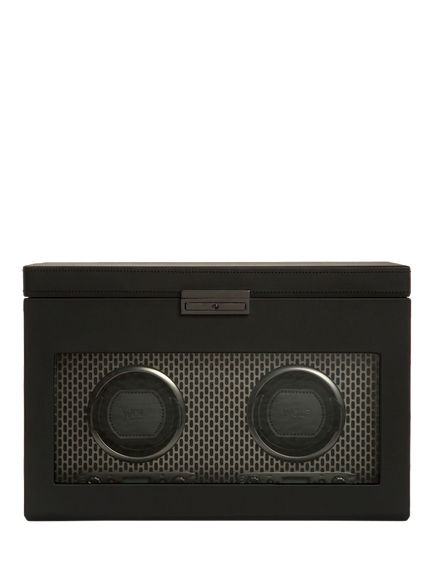 WOLF Axis Vegan Leather 2 Module Watch Winder With Storage, Powder Coat