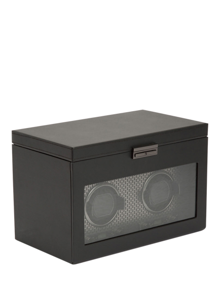 WOLF Axis Vegan Leather 2 Module Watch Winder With Storage - view 2, Powder Coat