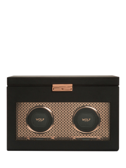 WOLF Axis Vegan Leather 2 Module Watch Winder With Storage, Copper