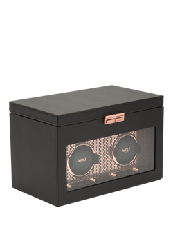 WOLF Axis Vegan Leather 2 Module Watch Winder With Storage - view 2, Copper