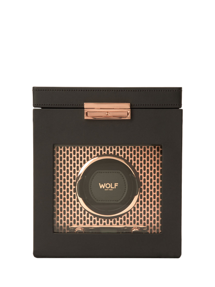 WOLF Axis Vegan Leather 1 Module Watch Winder With Storage, Copper, Copper