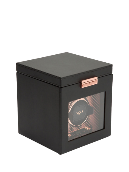 WOLF Axis Vegan Leather 1 Module Watch Winder With Storage, Copper - view 2, Copper