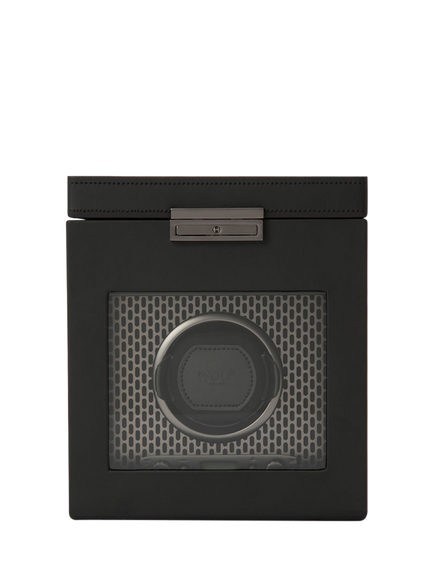 WOLF Axis Vegan Leather 1 Module Watch Winder With Storage, Powder Coated Steel, Powder Coat
