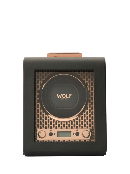 WOLF Axis Vegan Leather 1 Module Watch Winder, Copper