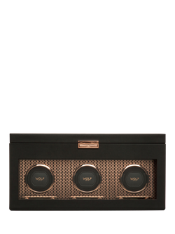 WOLF Axis Vegan Leather 3 Module Watch Winder With Storage, Copper