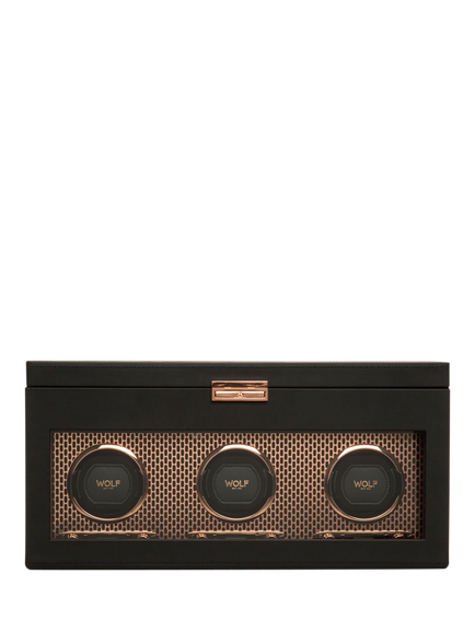 WOLF Axis Vegan Leather 3 Module Watch Winder With Storage, Copper