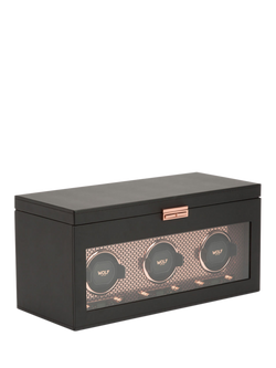WOLF Axis Vegan Leather 3 Module Watch Winder With Storage - view 2, Copper