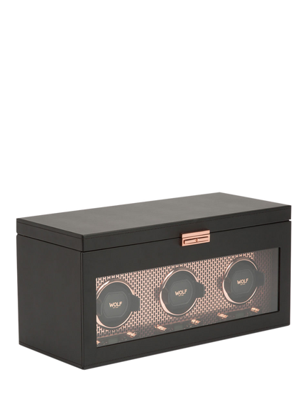 WOLF Axis Vegan Leather 3 Module Watch Winder With Storage - view 2, Copper