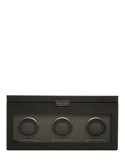 WOLF Axis Vegan Leather 3 Module Watch Winder With Storage, Powder Coat