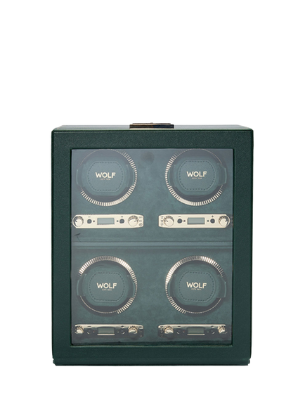 Wolf British Racing Vegan Leather 4 Module Watch Winder, Green
