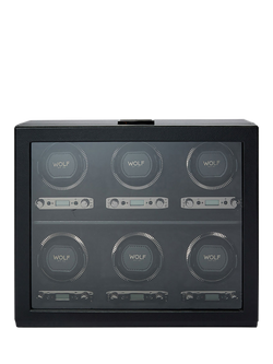 Wolf British Racing Vegan Leather 6 Module Watch Winder, Black