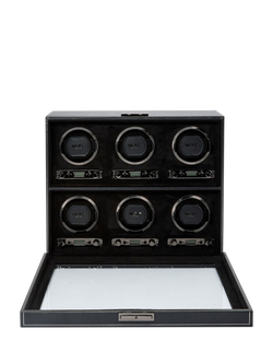 Wolf British Racing Vegan Leather 6 Module Watch Winder - view 2, Black