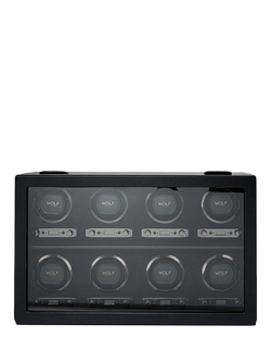 Wolf British Racing Vegan Leather 8 Module Watch Winder, Black