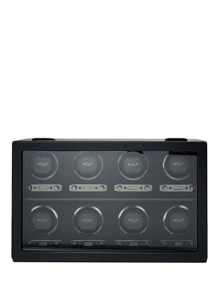 Wolf British Racing Vegan Leather 8 Module Watch Winder, Black