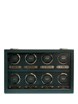 Wolf British Racing Vegan Leather 8 Module Watch Winder, Green