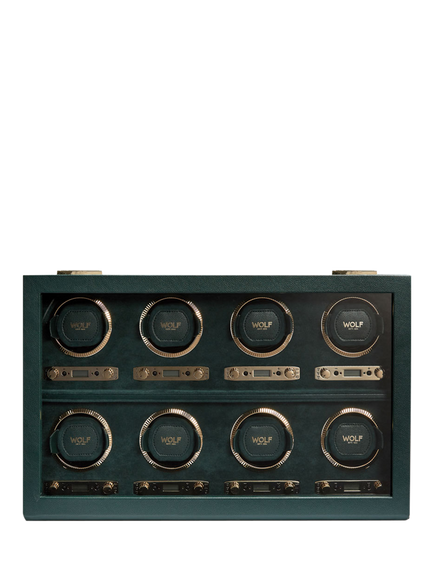 Wolf British Racing Vegan Leather 8 Module Watch Winder, Green