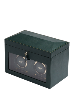 WOLF British Racing Vegan Leather 2 Module Watch Winder With Storage - view 2, Green