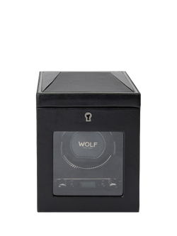 WOLF British Racing Vegan Leather 1 Module Watch Winder, Black