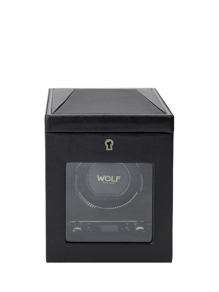WOLF British Racing Vegan Leather 1 Module Watch Winder, Black