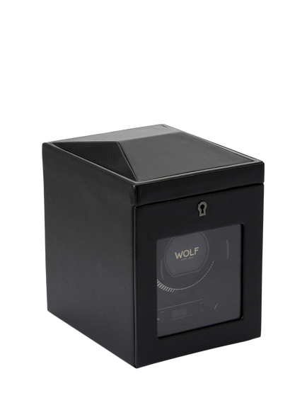 WOLF British Racing Vegan Leather 1 Module Watch Winder - view 2, Black