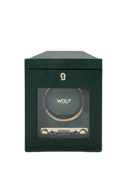 WOLF British Racing Vegan Leather 1 Module Watch Winder, Green