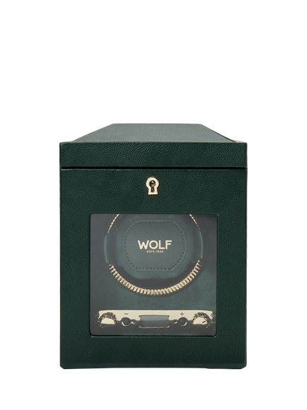 WOLF British Racing Vegan Leather 1 Module Watch Winder, Green