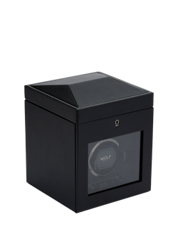 WOLF British Racing Vegan Leather 1 Module Watch Winder With Storage - view 2, Black