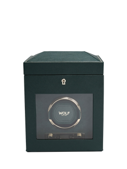 WOLF British Racing Vegan Leather 1 Module Watch Winder With Storage, Green