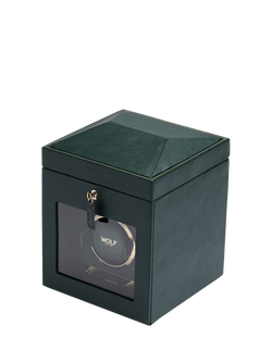 WOLF British Racing Vegan Leather 1 Module Watch Winder With Storage - view 2, Green