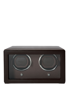WOLF Cub Vegan Leather 2 Module Watch Winder With Cover, Brown
