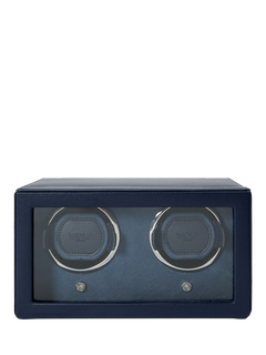 WOLF Cub Vegan Leather 2 Module Watch Winder With Cover, Navy