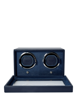 WOLF Cub Vegan Leather 2 Module Watch Winder With Cover - view 2, Navy