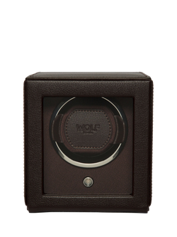 WOLF Cub Vegan Leather 1 Module Watch Winder With Cover, Brown