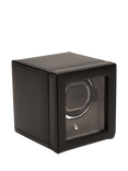 WOLF Cub Vegan Leather 1 Module Watch Winder With Cover, Black