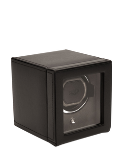 WOLF Cub Vegan Leather 1 Module Watch Winder With Cover - view 2, Black