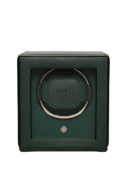 WOLF Cub Vegan Leather 1 Module Watch Winder With Cover, Green